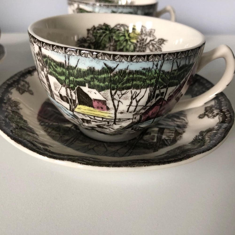 Johnson Brothers Friendly Village Ice House Tea Cup & Saucer Bundle of 3 - Picture 2 of 5